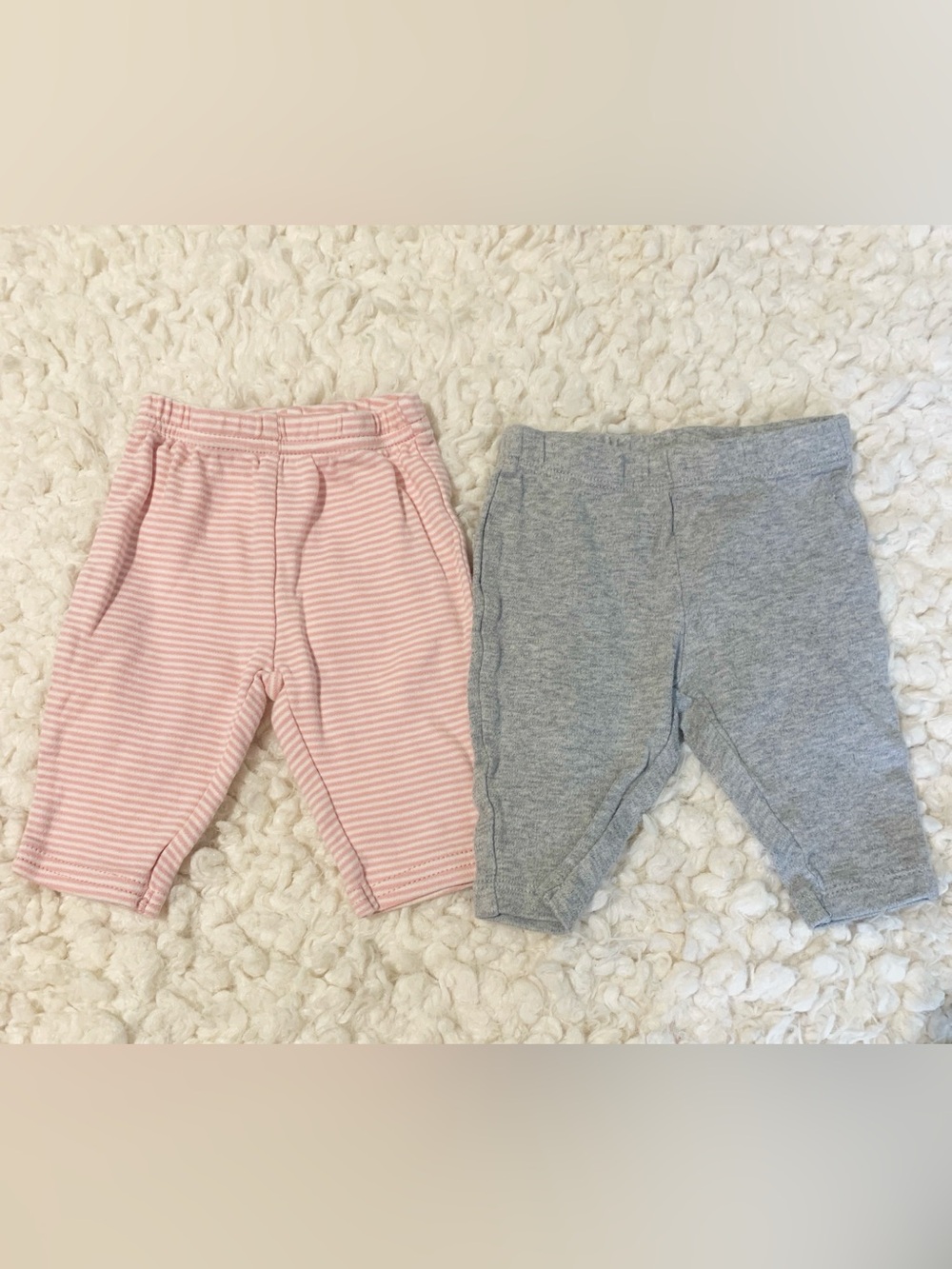 Carter's Bundle Pink Stripe & Heather Gray Baby Jogger Pants 0-3 Months
